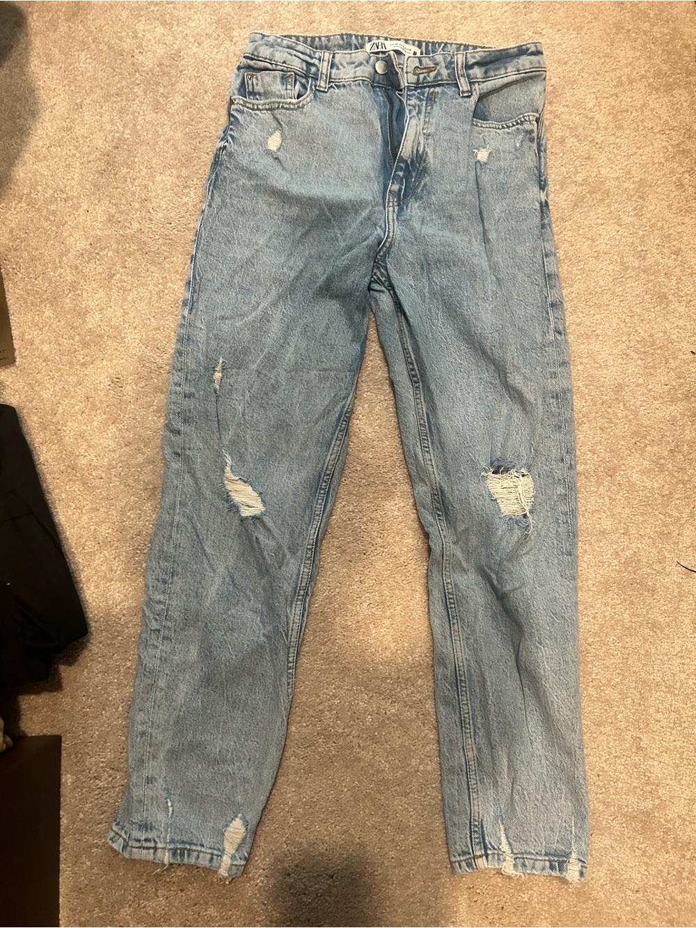 Zara Light Blue Distressed Relaxed Jeans